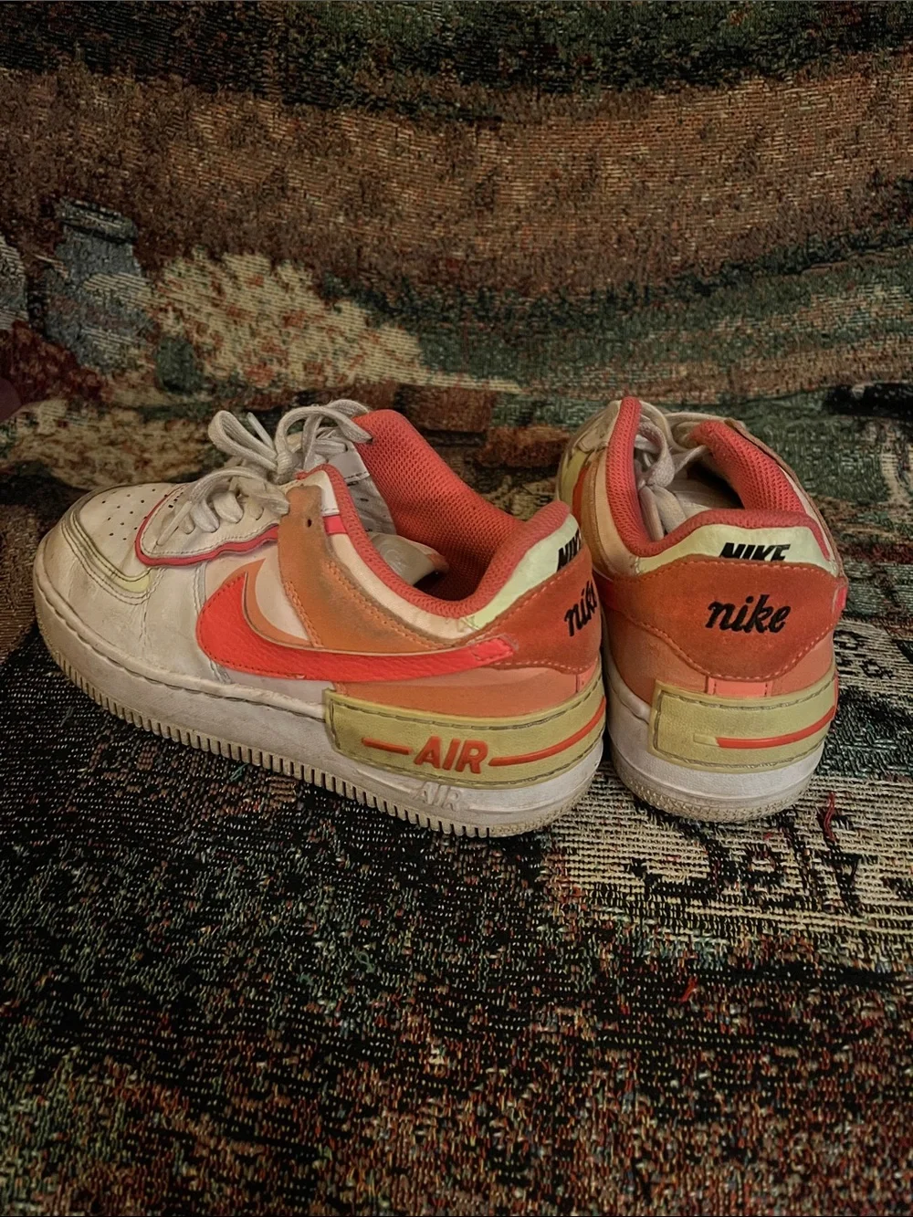 Nike White and Coral/pink Lace-Up Air Force Ones